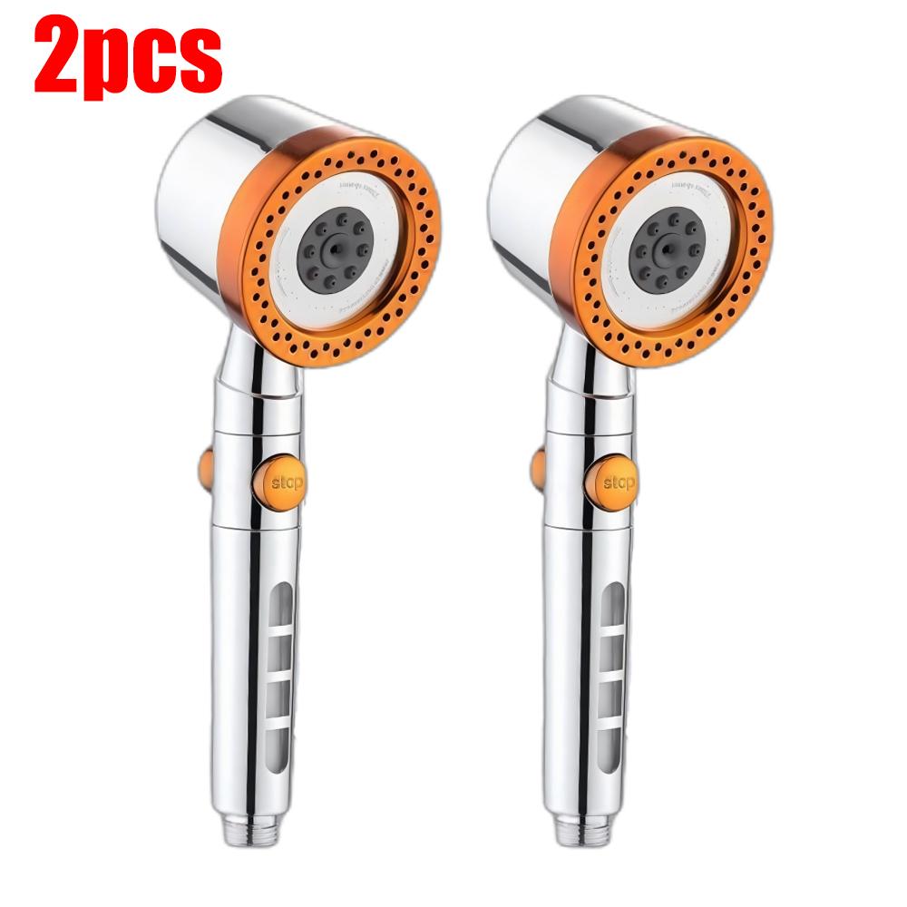 6 Modes High Pressure Shower Head ABS Water Saving Filter Showerhead Fall Resistance Bath Shower Nozzle Set with Stop Button