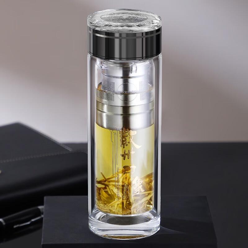 Fugang Double Wall Glass Tea Infuser Cup with Handle