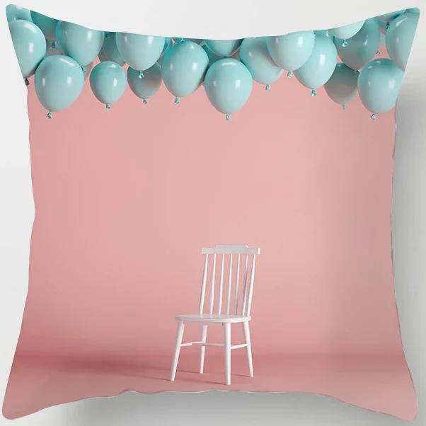 Peach Skin Pillowcase Home Decor  Candy Color Macaron Print Car Sofa Pillow Cushion Cover