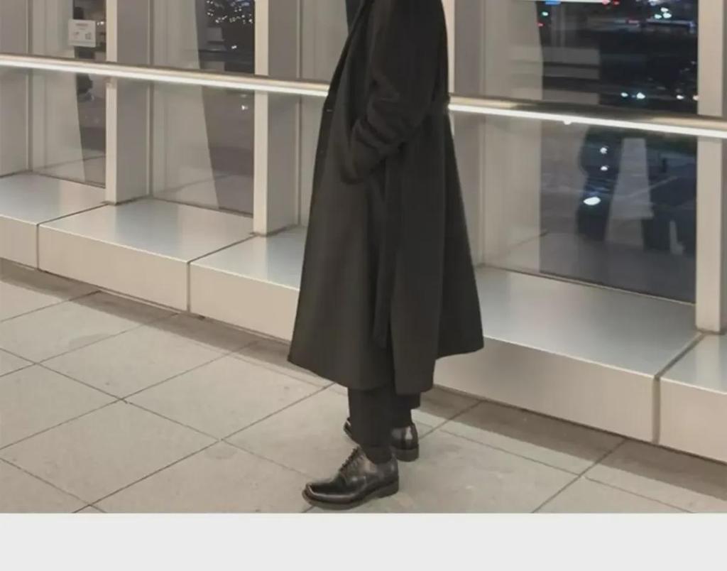 Woll-Windbreaker für Herren im koreanischen Stil, mittellang, knielang, lockere Passform, Frühling/Herbst, trendiges britisches Design