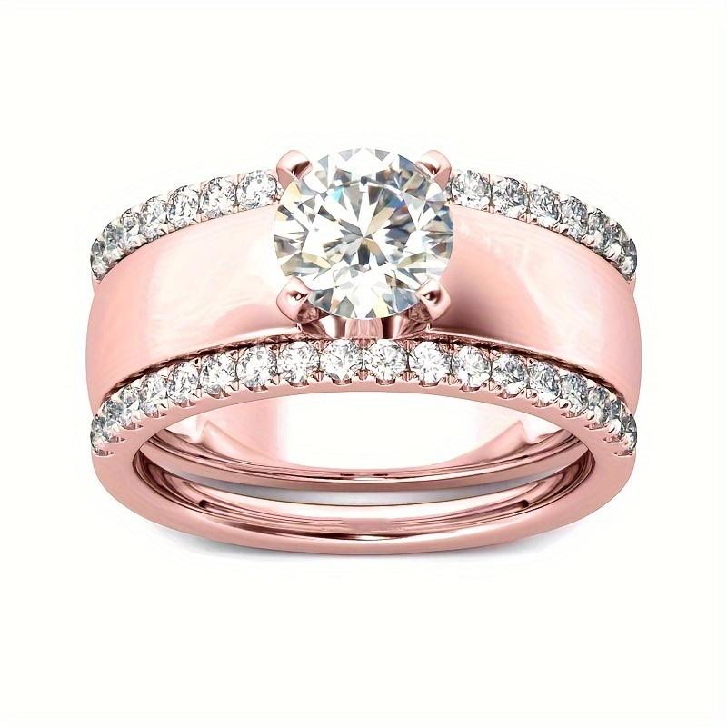 

[3pcs Luxury Rings] 3pcs Luxury Couple Rings, Micro-Paved Synthetic Zirconia | Classic Minimalist Three-Piece Set for Wedding, Engagement, Proposal, A 5