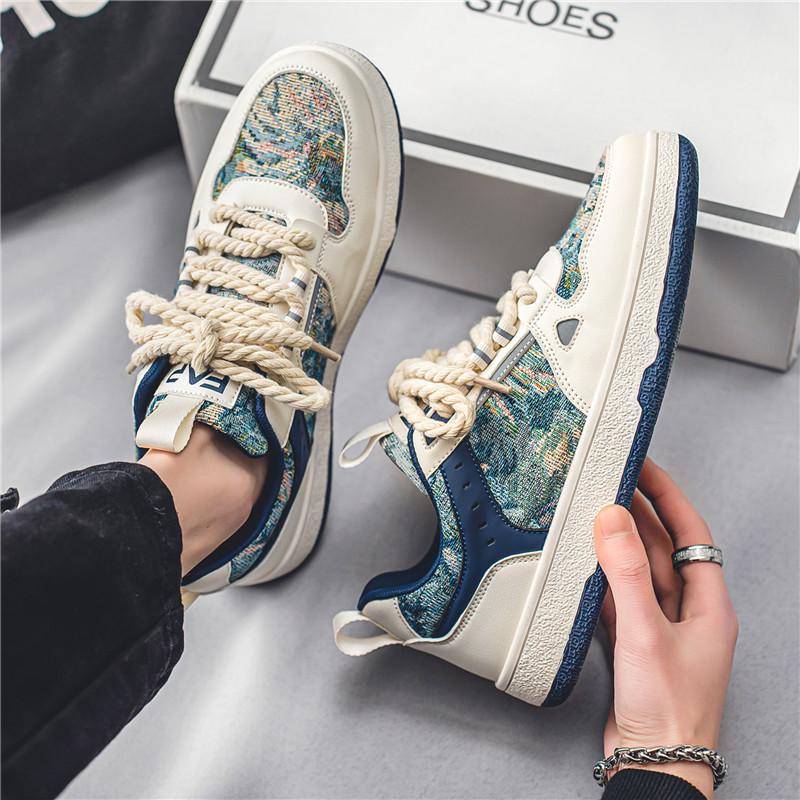 Herrenschuhe geheimer Wald Ölgemälde Board Schuhe Frühling und Herbst Saison atmungsaktives Design Nische dicksohlige Sport Freizeit trendige Schuhe