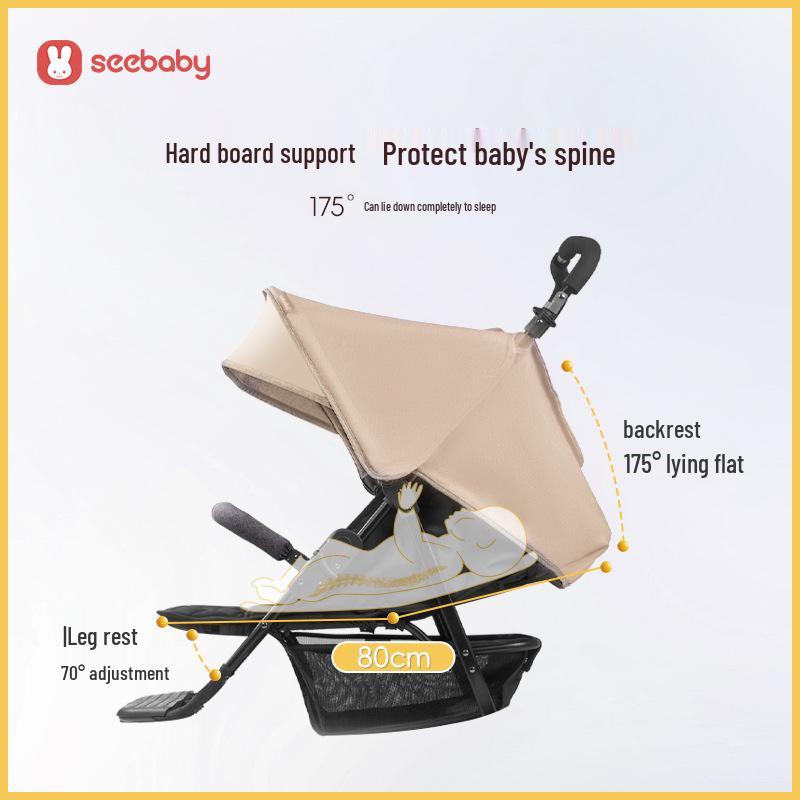 SEEBABY Foldable Sit-Lie Twin Side-by-Side Baby Pushcart