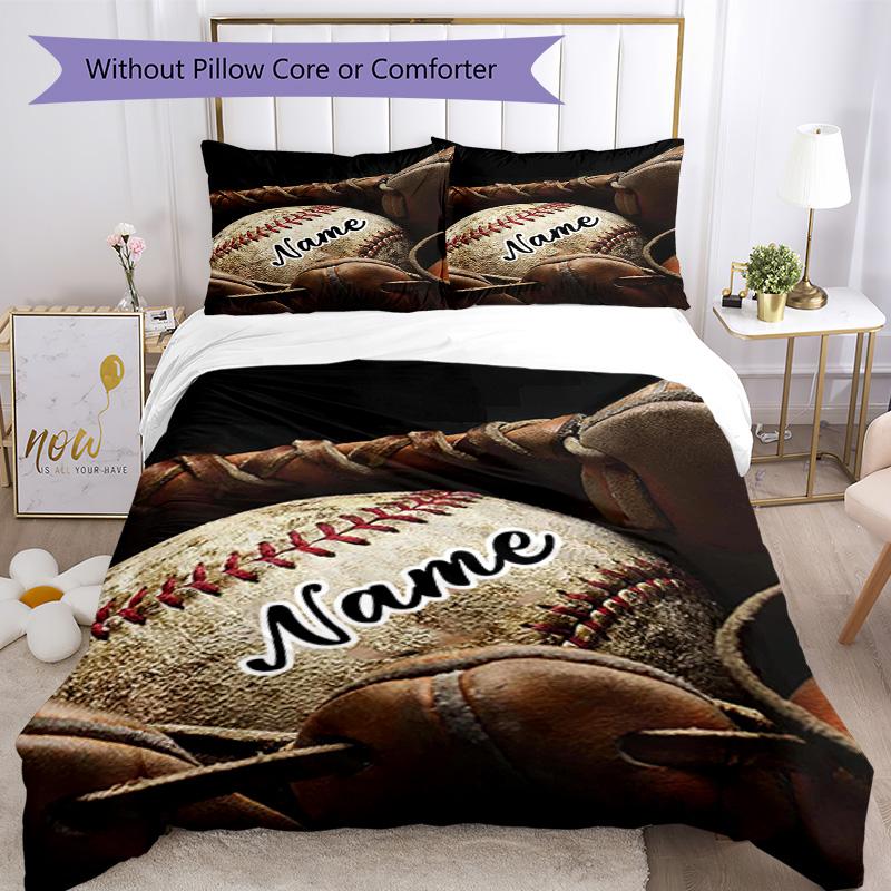 Ball88 Customize Your Name Bedding Set Breathable Duvet Cover With Pillowcases Decorative Bed Linen For Bedroom Home Decoration Birthday Gift