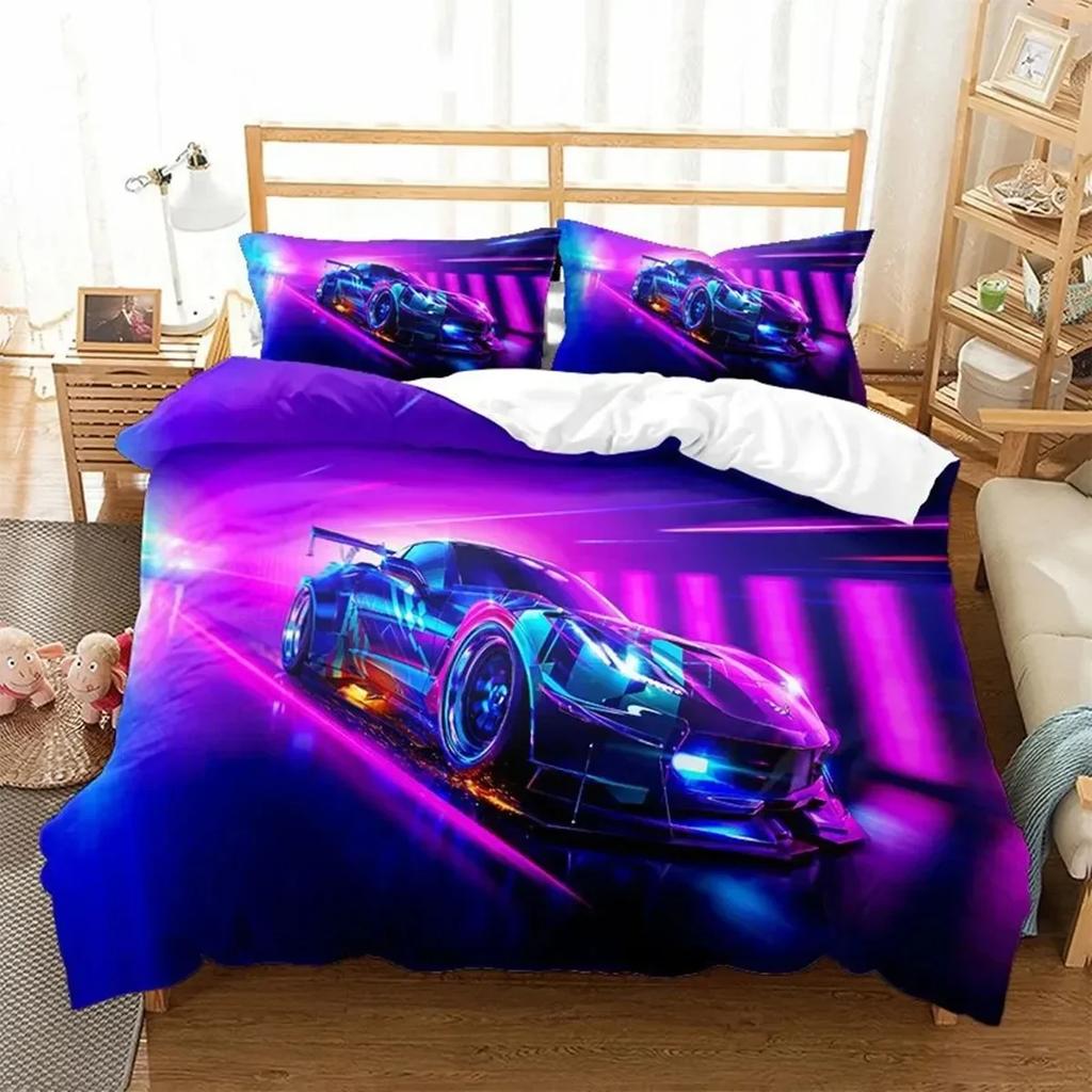 3D Print Sports Car Children'S Favorite Comfortable Duvet Cover Pillowcase Bedding Set Children Bedroom Decoration Home Textile