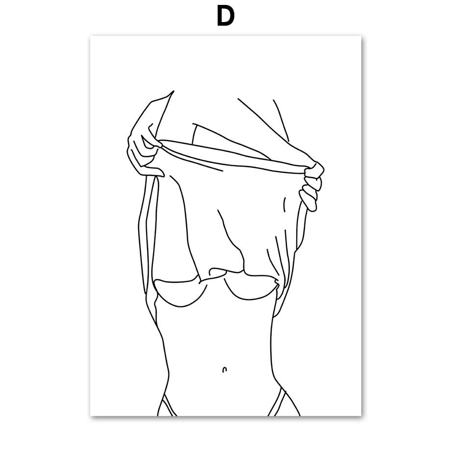 Donna sexy disegno a tratteggio arte della parete su tela pittura nordica poster e stampe immagini murali toilette spagnola Deja Poo arredamento per il bagno