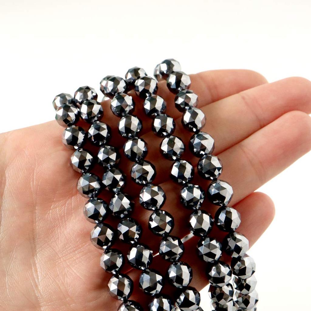[GOLD STONE] Terahertz Ore 100-Facet Cut Beads, 40cm Long, Star Cut, Triangle Cut, Handmade Accessories, Sold In Strands, 8mm