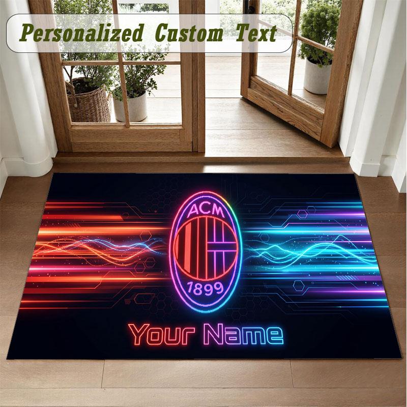 Crystal Velvet Square Rug Custom NameAC Milan Pattern Non Slip Home Floor Decor Rug