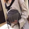 Women's bag 2025 new trendy diamond-encrusted rivet fringed fashionable versatile chain single shoulder crossbody portable clip shell bag