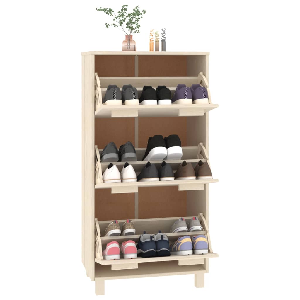 Shoe Cabinet HAMAR Honey Brown 59.5 x 35 x 117 cm Solid Pine Wood