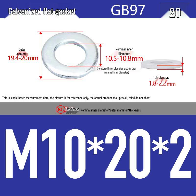 Galvanized Hex Nuts, Flat Washers, Spring Washers in M2-M48, Blue and White Zinc Coated