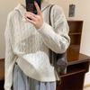 Women's Retro Korean-Style Cable Knit Hooded Sweater - Autumn/Winter Fashion
