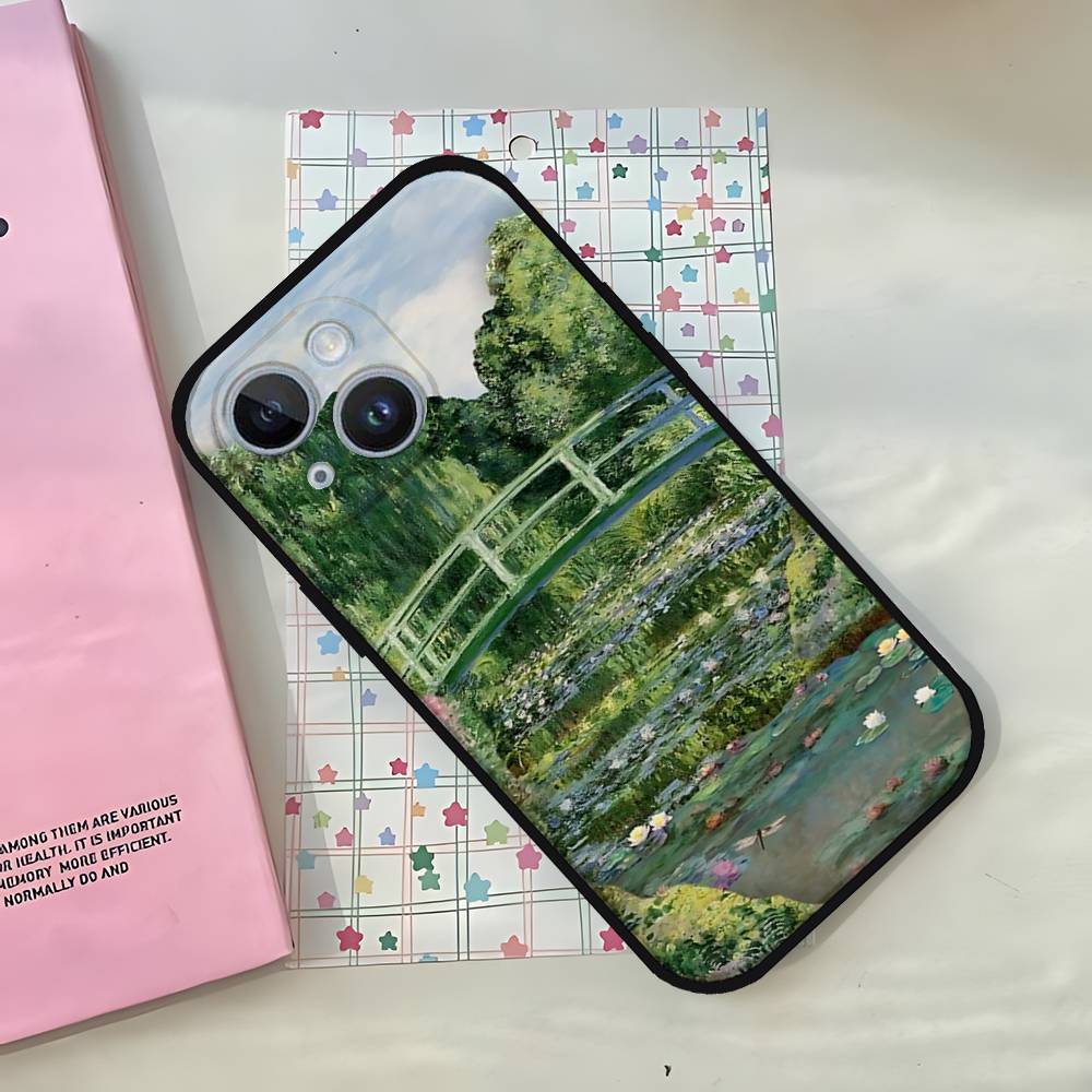 Claude Monet Art Phone Case For IPhone 1716 15 14 13 Pro Max 11 12 Mini X Xs XR Black Silicone Cover