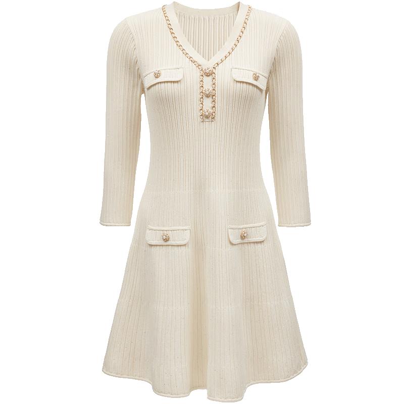 

VEROMODA 2025 Spring V-Neck Sequin Knit Dress M