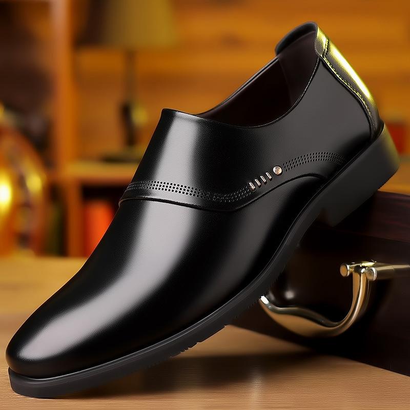 

Leather shoes men s trend business dress leather shoes breathable casual shoes soft sole one pedal lazy shoes work shoes 39