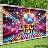 Disco Party Backdrop, 70s 80s Retro Disco Ball Neon Background Banner for Birthday & Themed Parties