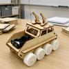 RemoteControl Tank Car Light Wood Finish Cut Wooden Vehicle Kit TurretRotating Top Piece DIY Armored