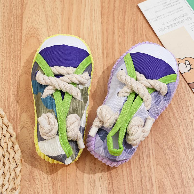 Dog Bite Shoes Sound Grinding Teeth Bite-resistant Toys Shoes Cotton Knot Training Teddy Small Dog Pet Dog Toys