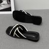 Fashion Slides Black Open Toe Low Heel Summer 2024 Shoes Rubber Bedroom Women's Slippers and Ladies Sandals Wholesale Easy Wears Sale F
