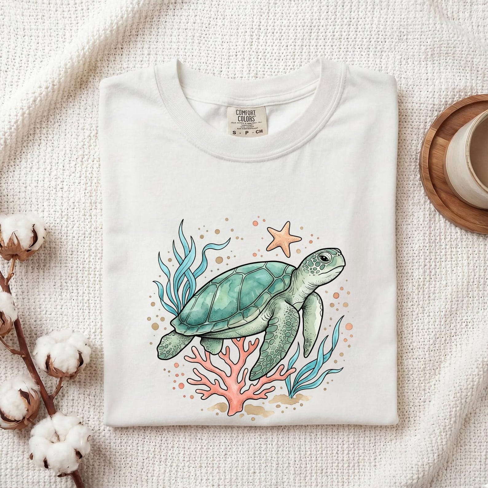 Ocean Turtle Shirt Animals Marine Gift Women Gouache Tee Turtle T-Shirt Wildlife Fan Watercolor Tshirt Underwater Graphic Line Art Reef 4XL
