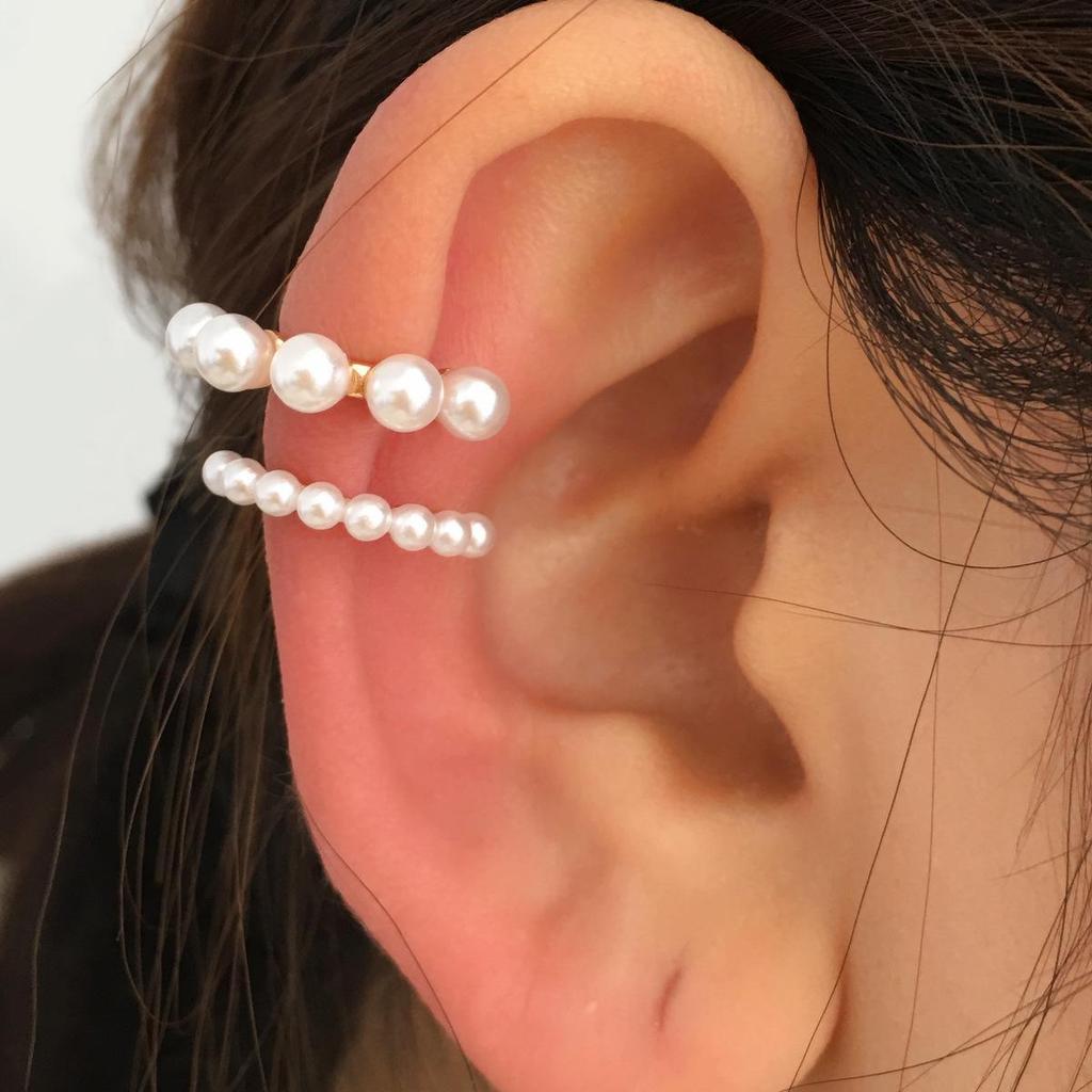 2021 Minimalist Rhinestone & Pearl Ear Cuff Set: Star, Leaf, Flower, Geometric Non-Piercing Zircon Studs