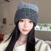 Cute Cat Ear Knitted Hats Big Head Girdles  Warm Woolen Hats That Show Off The Face  Small Pullover Hats  and The Cold Hat Trend In Autumn and Winter