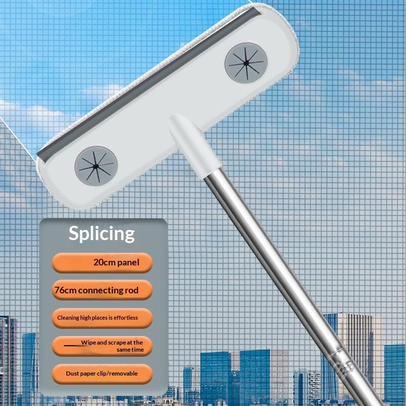Magic Window Cleaning Brush Pet Hair Removal Tool Retractable Double Rod Scraper for Bathroom Glass Car Window Household Use