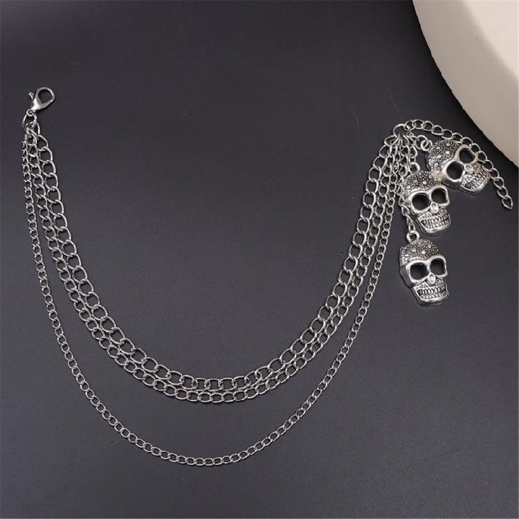 Popular Skull Shoe Chain Metal Shoe Decoration Metallic Chain Link for Footwear Styles Multilayer Motorcycle Boots Chain