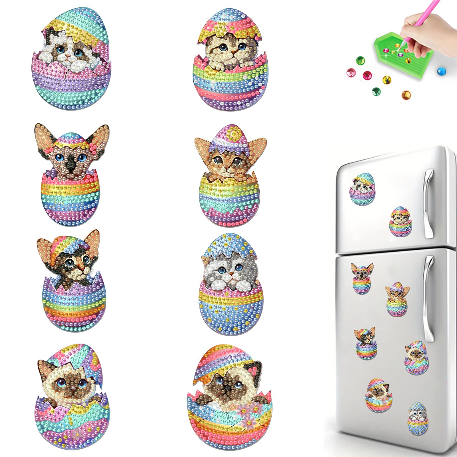 

8pcs Easter 2D Acrylic DIY Magnetic Diamond Art Decor Special-Shaped Diamond Crystal Art Craft for Adults Beginners Home Decors