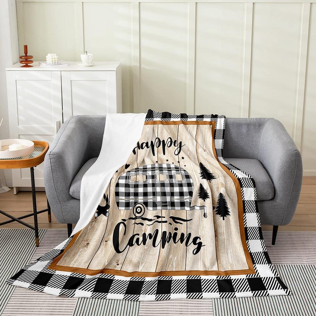 Camping Series Green Tree Printed Blanket Men'S And Women'S Four Seasons Available Soft Blanket Flannel Blanket