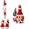 Festive Mini Red Velvet Costume Outfit For Women Featuring Santa Claus Design And Hat