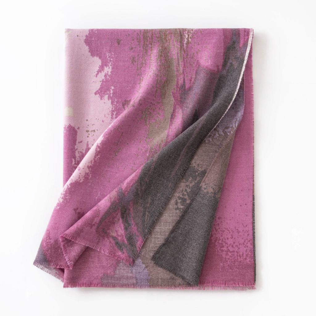 Cross Border 2025 Autumn Winter New Imitation Cashmere Tassel Shawl Fresh Sweet Rose Printed Cold Warm Scarf