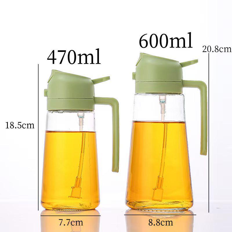 Dual-Use Automatic Oil Dispenser: Leak-Proof Glass Bottle for Spraying and Pouring, Large Capacity