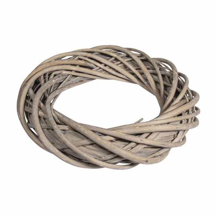 Couronne en osier balayé, ø 30cm x 7cm, gris argenté