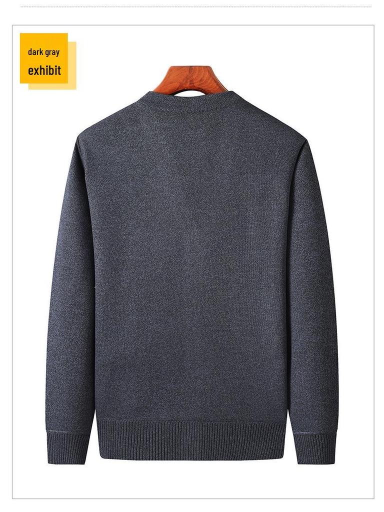 Men's Autumn-Winter Knit Cardigan: Thickened Velvet Sweater for Middle-aged and Elderly Dads and Grandpas.