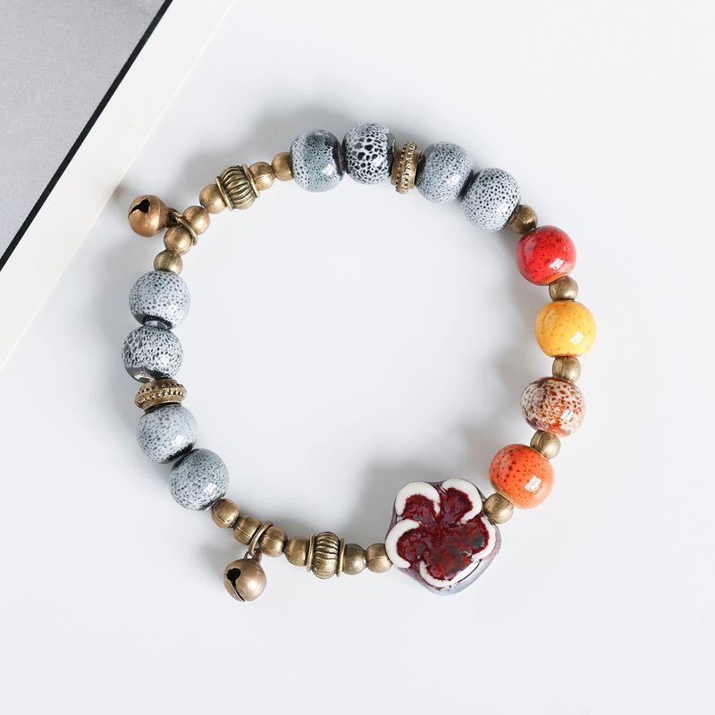 

Керамический браслет в древнем стиле, фарфоровые бусины Цзиндэчжэнь, плетёное ручное украшение, ремешок для ношения, женский этнический стиль, студенческий браслет, новый китайский стиль Floral glaze gray Black