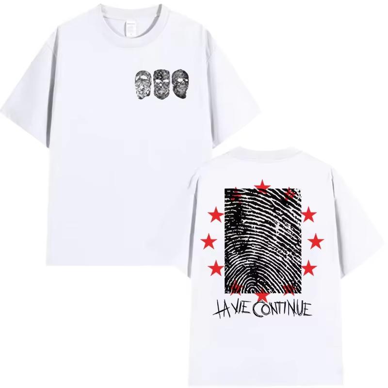 2026 Spring Summer Rapper La Vie Continue Maes Tour Unisexs Cotton Tshirt Punk Retro Style Short Sleeve Tshirt Hiphop Costume