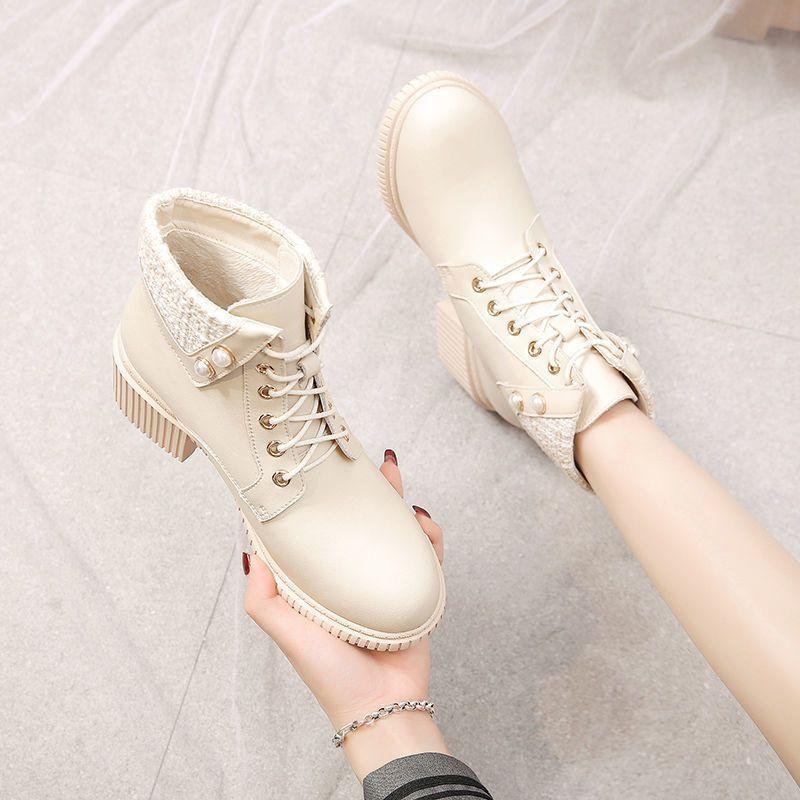 Xiaoxiangfeng short boots women's autumn and winter 2025 new Korean version high-heeled women's boots versatile Martin boots thick and single boots