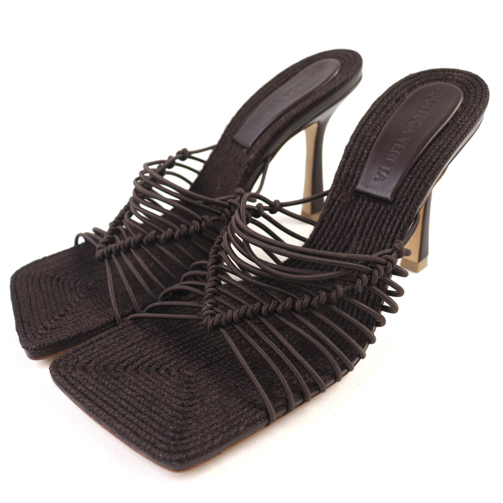 

Pristine BOTTEGAVENETA Mule CINDY Leather square-toe stretch sandals Bitter Chocolate 36 Used