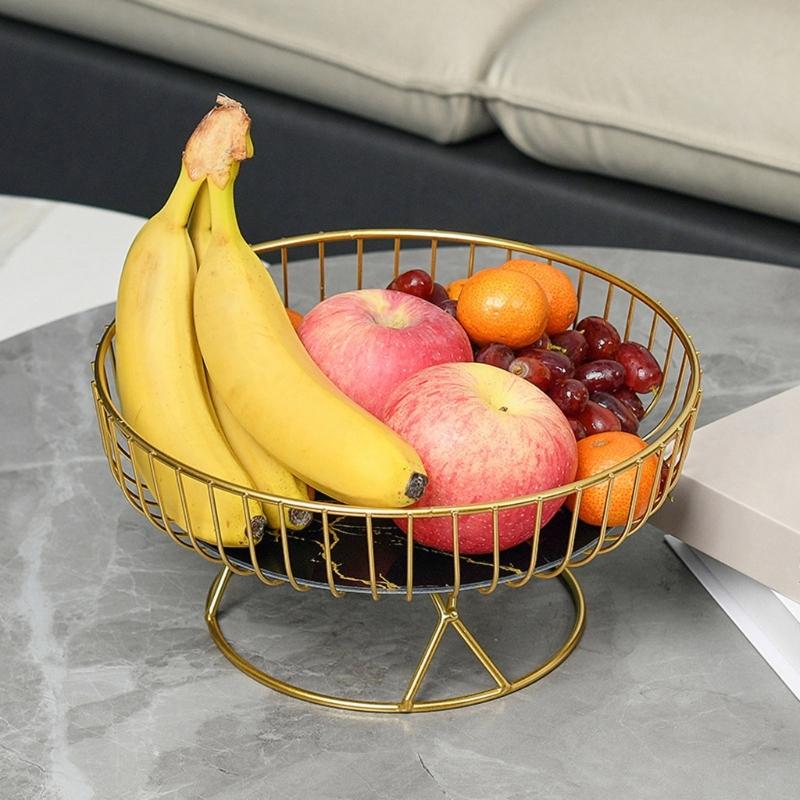 Metal Wire Fruit-Basket Fruit Bowl Modern Fruit-Basket for Vegetable-Snack-Countertop Metal Fruit Tray Table-Centerpiece