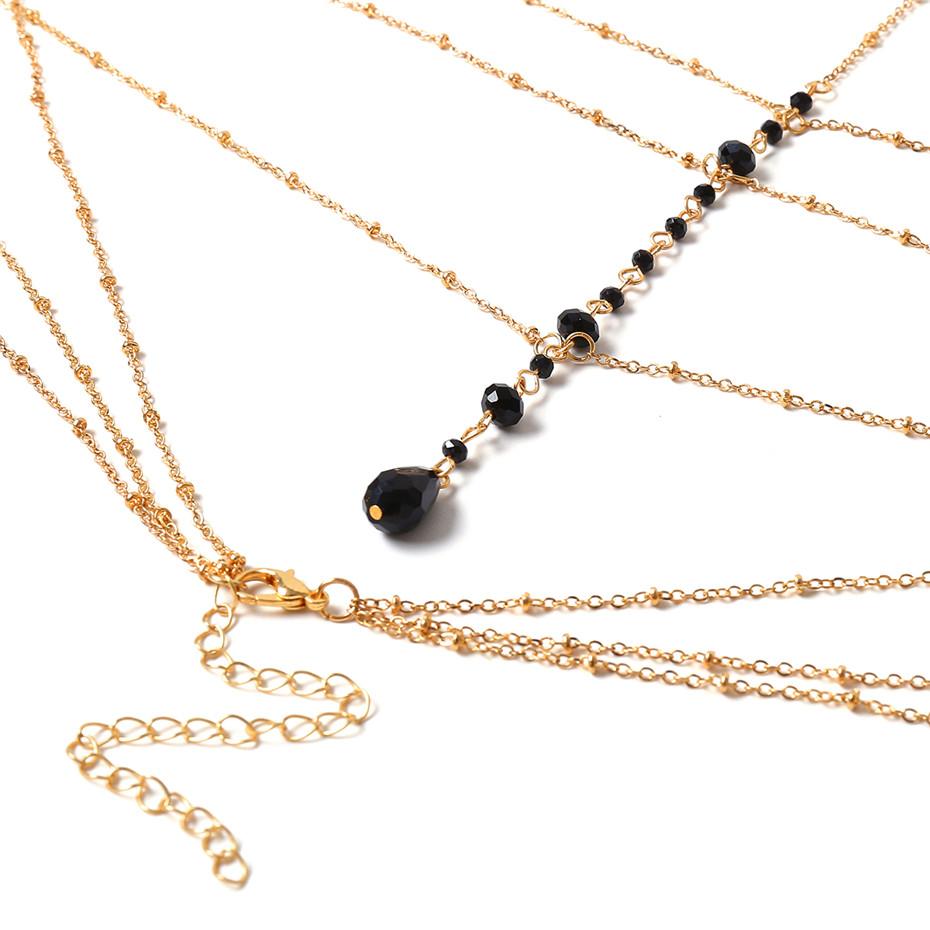 IngeSight.Z Simple Style Chain Necklace Belly Body Chain Fashion Sexy Copper Sequins Body Chain Jewelry for Women Beach Party