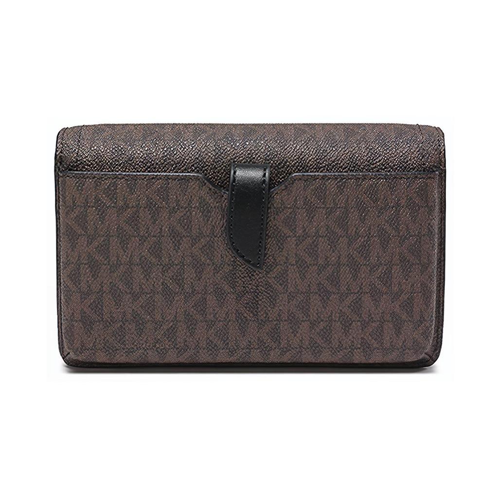 New MICHAEL KORS Heather Artificial Leather Clutch Shoulder Bag Small Women's Brown 32F2G7HC1B-BROWN-BLK