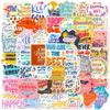 50 Stickers Pink Inspirational Text English Phrases Water Cup Notebook Stickers Waterproof Stickers