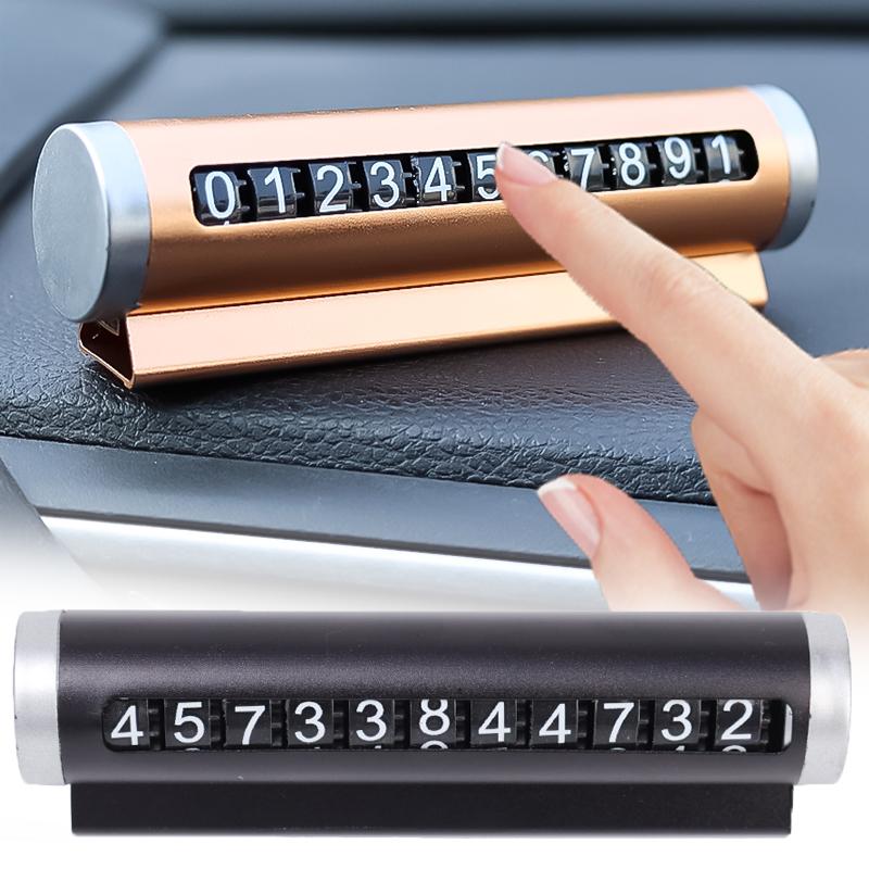Metal Car Temporary Parking Card Rotate Phone Number Plate Aluminum Stickers Park Stop In Car-styling Auto Accessories