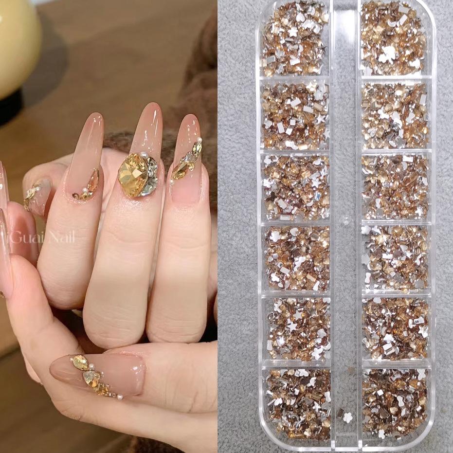 Nail Art Accessories Mini Nail Drills Color Special-Shaped Flat Bottom Drills White Pink Champagne Super Flash Nail Accessories