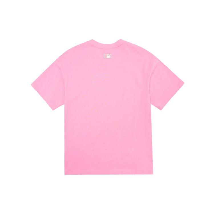 MLB Basic Logo Series New York Yankees Logo Print Straight-Cut Crew Neck Short Sleeve T-Shirt Unisex Tops Pink 3ATS01023-50PKS