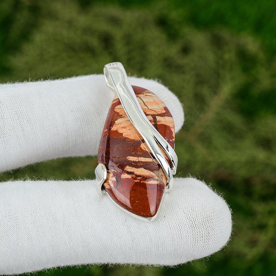 Sisters Day Sale Natural Red Snakeskin Jasper Pendant Jewelry Sterling Silver