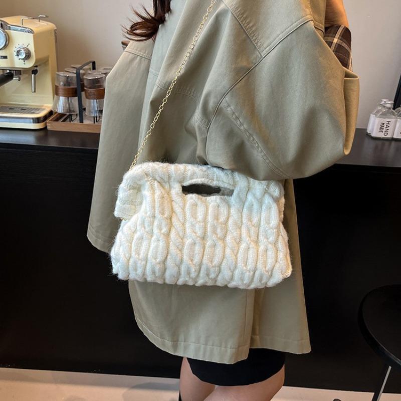Wool Knitted Bag Women's Large-capacity New Autumn and Winter Versatile Chain Messenger Bag Casual Commuter Bag