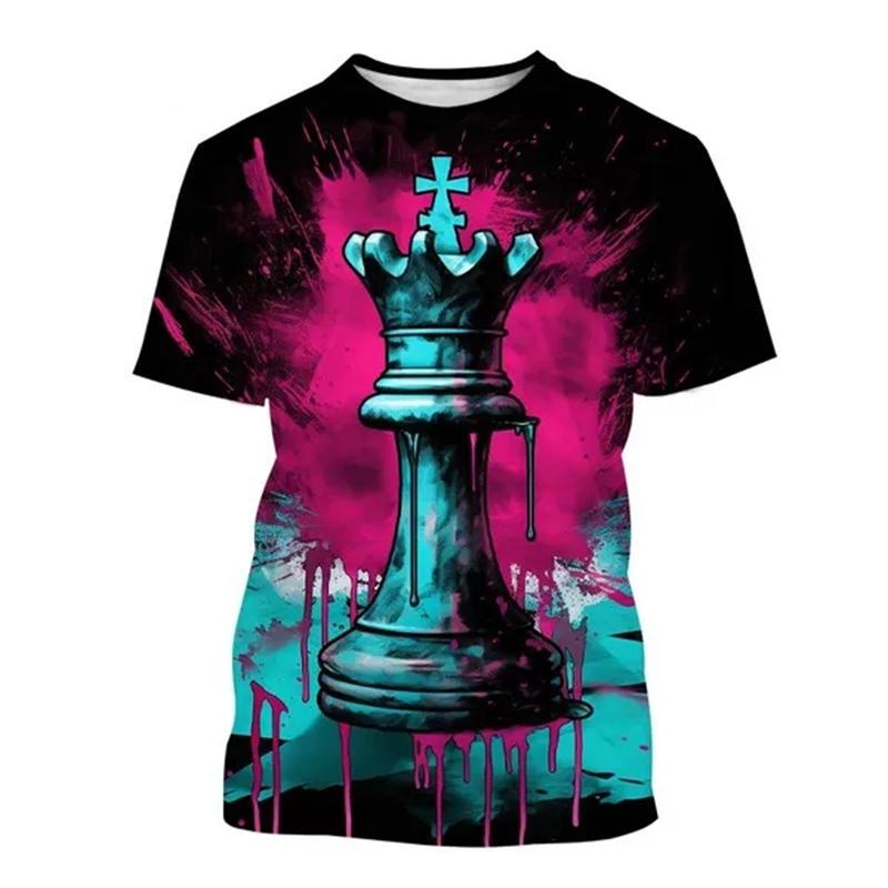 Chess 3D Graphic Print T-shirt For Men Women Casual Tops Clothes Comfortable Streetwear O-Neck Short Sleeve Oversize Tees Tops