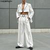 Two Pieces Outfits Men Long Sleeve Irregular Blazer Long Straight Pants Sets